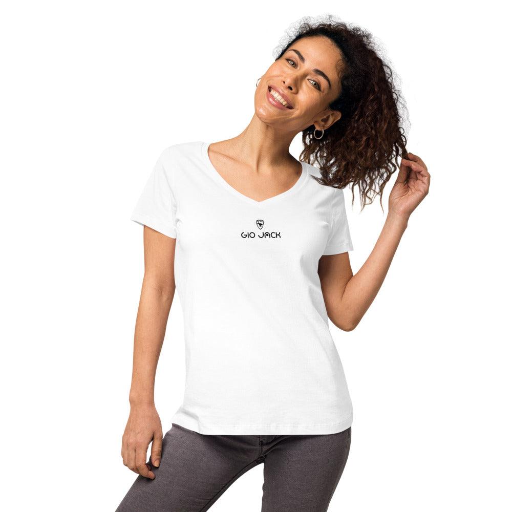 Women’s fitted V-Neck T-Shirt Logs 1 B GIO JACK